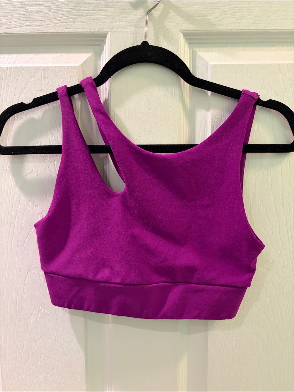 Fuchsia Asymmetric Strap Sports Bra
